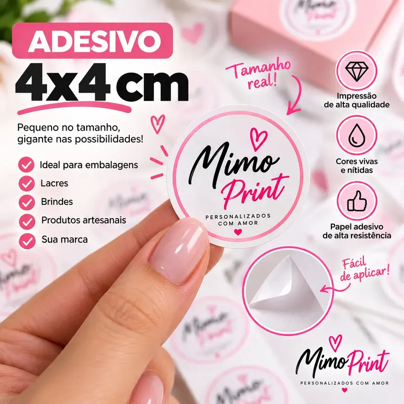 Adesivo Redondo Personalizado 4x4 cm